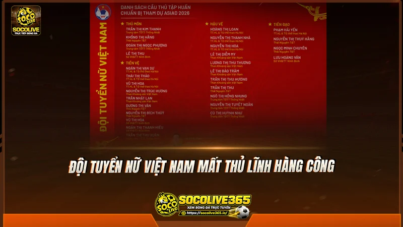 Đội tuyển nữ Việt Nam mất thủ lĩnh hàng công