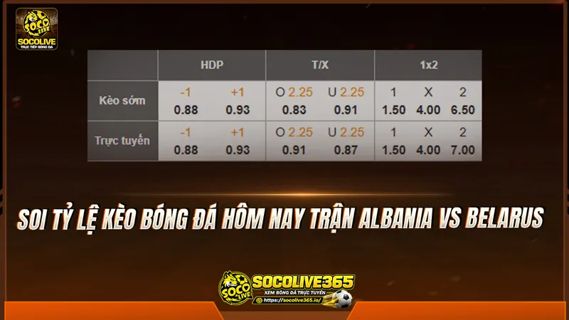 Soi tỷ lệ kèo bóng đá hôm nay trận Albania vs Belarus
